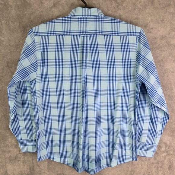 Mens Izod Premium Essentials Blue Plaid Shirt Button Down Long Sleeve Size M - Picture 5 of 8